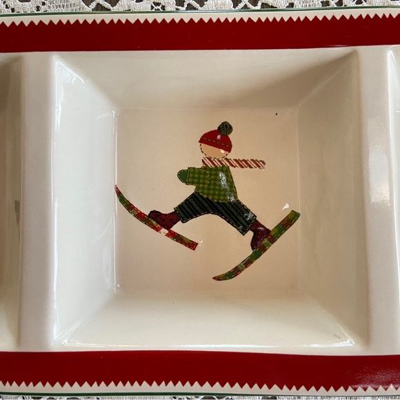 NWT Vintage 80s/90s Three-Compartment Winter Scenes Ceramic Tray - Picture 3 of 11